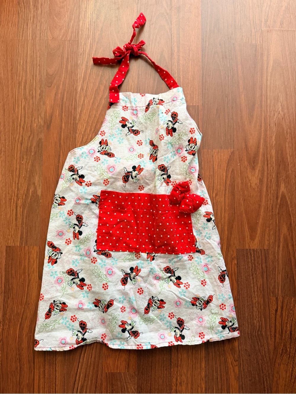 Girls' Red Polka Dot Character Toddler Apron with Front Pocket